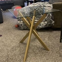 Glass Coffee Table, dark golden legs