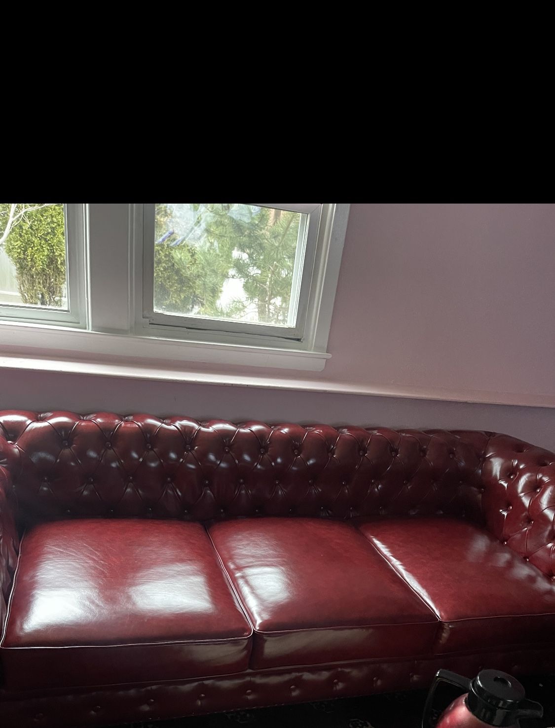 2 Red leather Couches