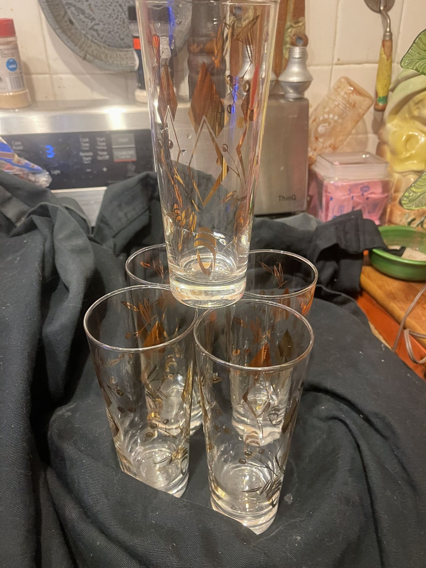 Set A Five Vintage Libby‘S Atomic Highball Glasses