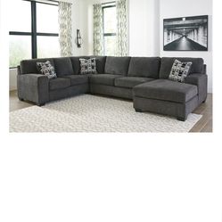 L Shaped 3 Sectional Couch Navy Blue 