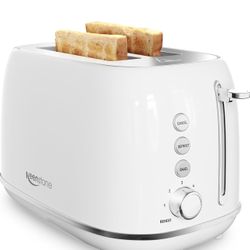 2 Slice Stainless Steel Toaster Retro with 6 Bread Shade Settings, Bagel, Cancel, Defrost Function, 2 Slice Toaster with Extra Wide Slot, Removable Cr