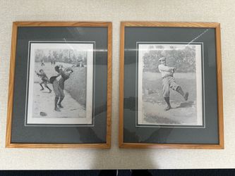Vintage A.B. Frost Framed Golf Prints Set of 2 "Temper" & "The Duffer" Golfing Art Decor Collectibles
