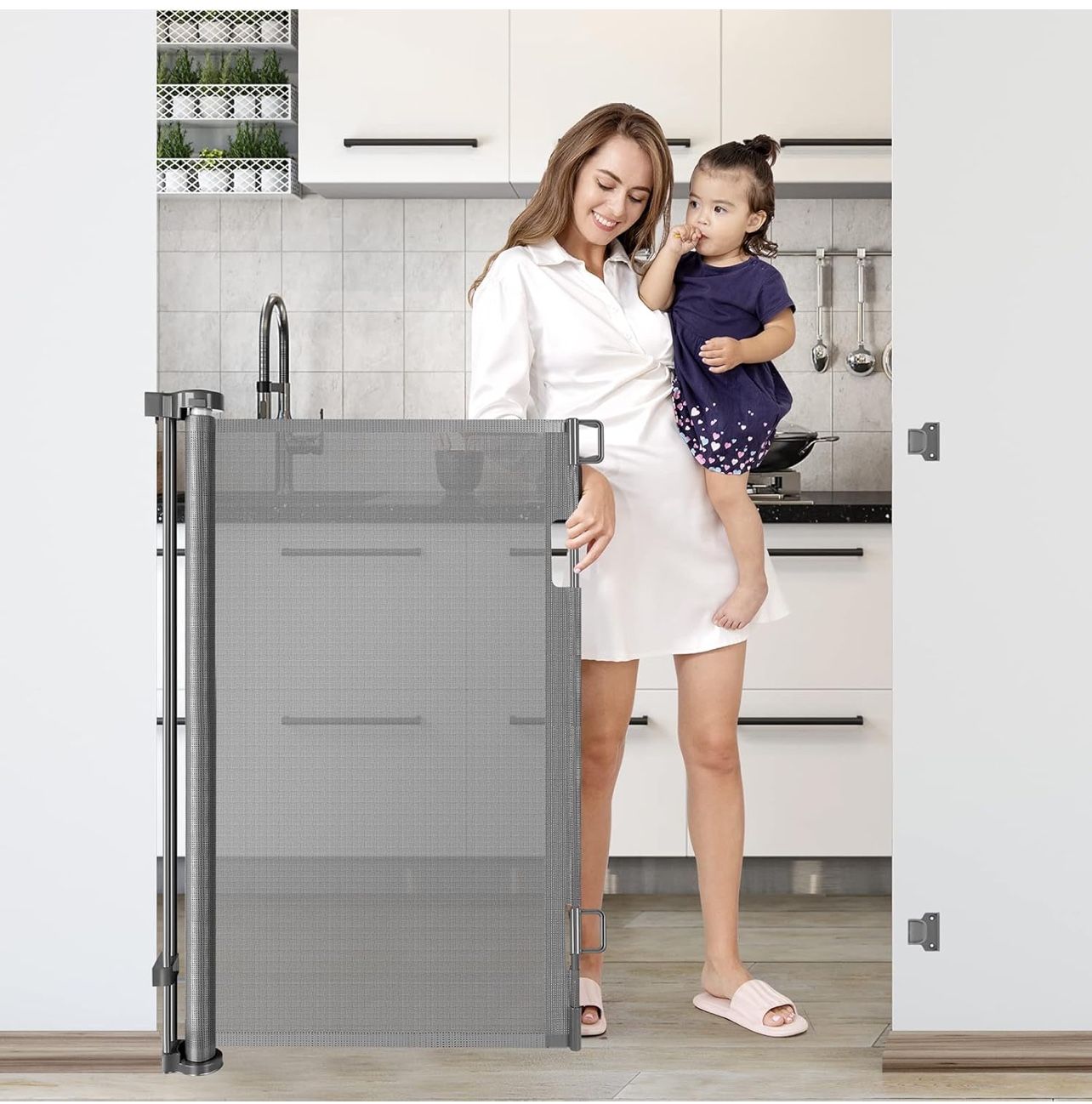 42-Inch Extra Tall Retractable Baby Gates for Doorways 56" Wide Baby Gate Tall Retractable Dog Gate Indoor Outdoor Extra Tall Pet Gate Adjustable Tall