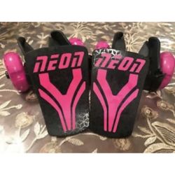 Neón street rollers pink led light up adjustable skates fits on shoes wheels