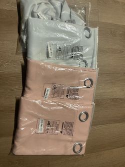 Grommet Curtain Panels Light gray and Pink