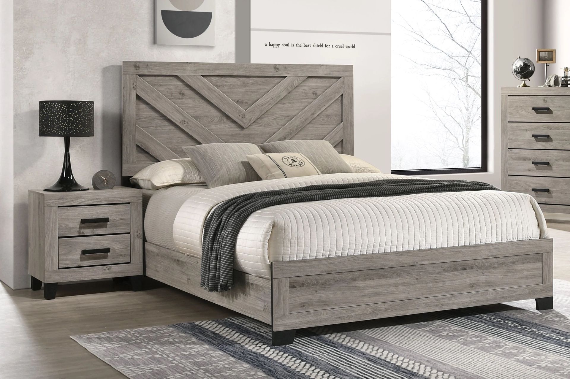 4 PCs Bedroom Set Dresser Mirror Queen Bed & Nightstand. ( FINANCING OPTIONS )