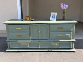 RESTORED Vintage Green Dresser + Nightstand Set