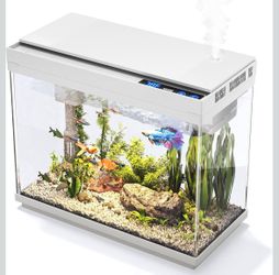 🆕 in 📦 Fish Tank2.4Gallon Aquarium Kit with Humidifier,7-Color Auto-Looping,3 in 1 Quiet Pump with Filteration&Oxygenation&Circulation,Temperature D