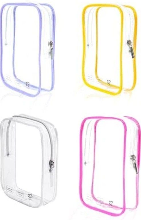 4 Pack TSA Approved Clear Toiletry Bags Travel Quart Size Makeup Pouch Organizers