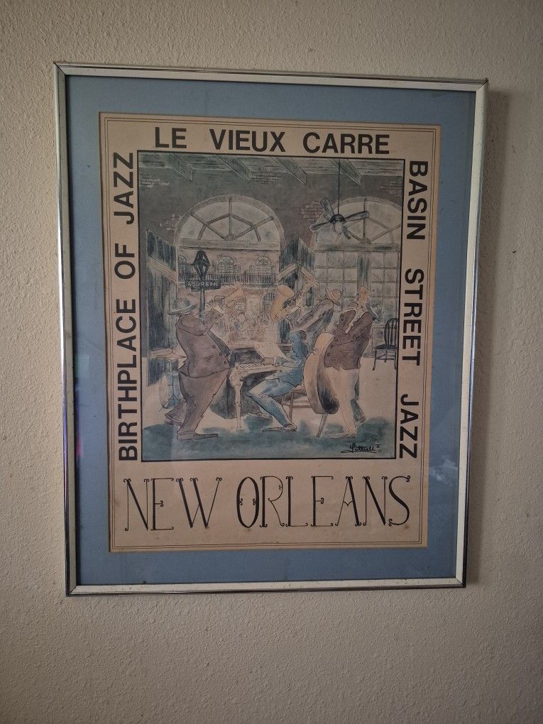 New Orleans jazz print.
Framed.