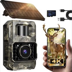 MAXDONE Trail Camera Solar, WiFi Bluetooth, 2000mAh Built-in Battery 