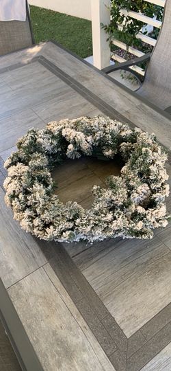 Flocked Pre-Lit Christmas Wreath