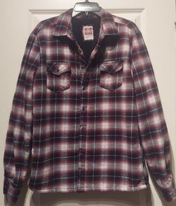 MENS FLANNEL PLAID LONG SLEEVE BUTTON UP SHIRT ( SIZE SMALL/ MEDIUM )
