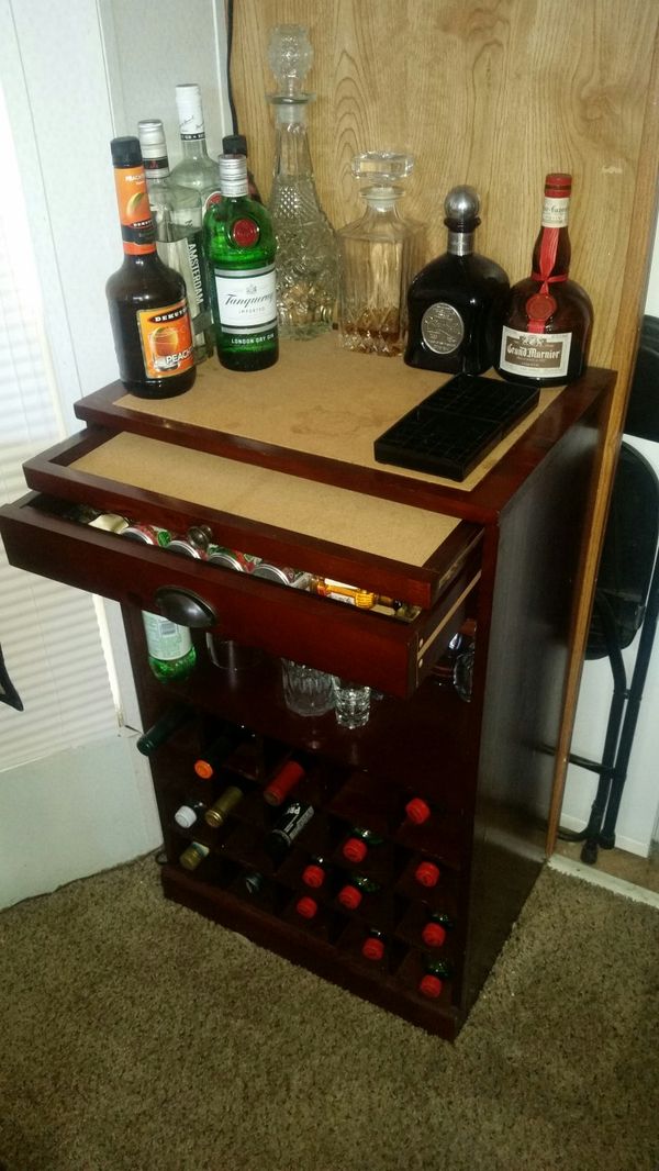 Bar Wine Cabinet Has Tool Drawer And Pull Out Shelf Cork Top Bar Wine Cabinet Has Tool Drawer And Pull Out Shelf Cork Top Inserts