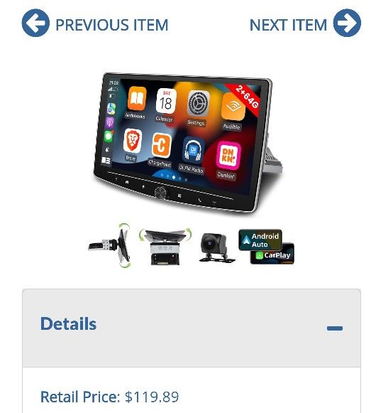 GK4169: [2G+64G] 10 inch Android 13 Single Din Touch Screen Car Stereo Rotatable Carplay Radio with Wired/Wireless Carplay & Android Auto Hi-Fi/Blueto