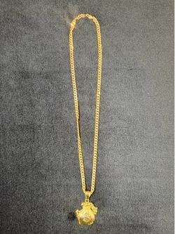 Gold plated money bag pendant with chain