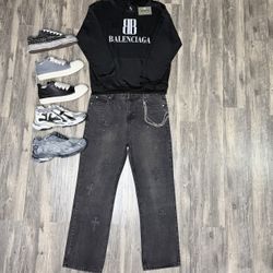 New Chrome Heart Jeans, Balenciaga Hoodie, Maison Yasuhiro, Rick Owen’s, Or Balenciaga Sneakers With Box 