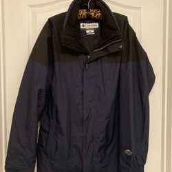 Columbia Men’s Jacket New! Weather Proof Black And Blue SZ Large 