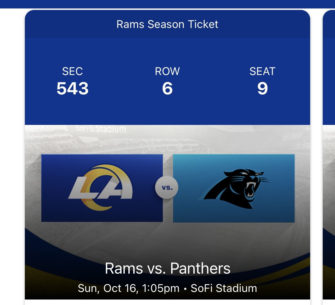 RAMS vs PANTHERS TICKETS