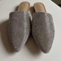Silver Slip On Sandals 