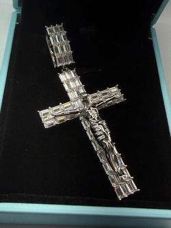 2” Iced Crucifix Pendant 💎 VVS Moissanite – Baguette Set – Passes Tester