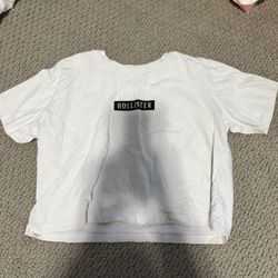 Hollister Cropped White T Shirt