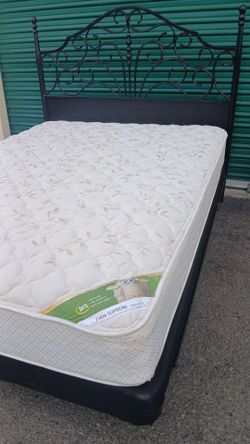 QUEEN BED FRAME WITH BOX AND MATTRESS