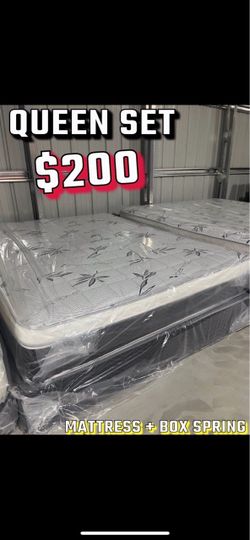 Queen size pillow top mattress with box spring