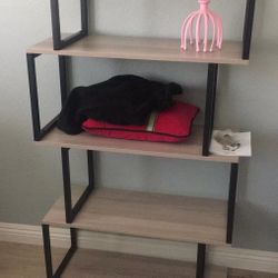 JOISCOPE Bookshelf Rack, 4-Tier Industrial Easy-Assembly Metal Frame Bookcase Storage Shelf for Living Room, Narrow, Bedroom, Office(white Oak Finish