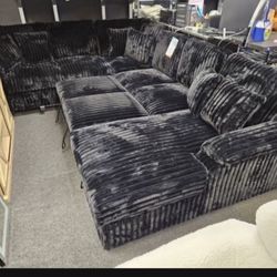 Brand New Super Comfy Corduroy Pullout Sectional Set 