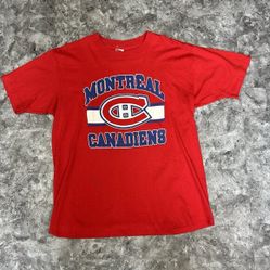 Vintage Montreal Canadiens T-Shirt Single Stitch Red 1989 80s NHL Trench XL 