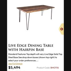 Live Edge Dining Table REAL WOOD