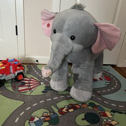 Large Cool Ride Toy Plush Gray Elephant with real sounds