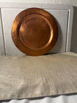 Vintage hand hammered solid copper 11 inch charger plate heavy gauge