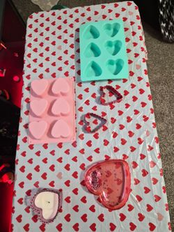 Heart Silicone Molds Pink and Teal Set of 2