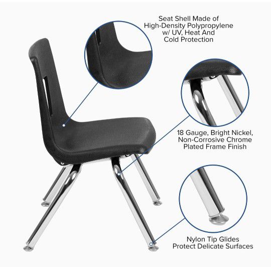 Flash Furniture Mickey Advantage Black Student Stack School Chair - 12-inch

