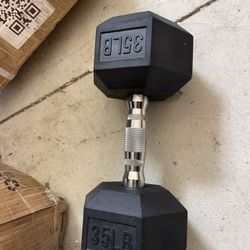 RitFit 35LB Rubber Encased Hex Dumbbell Sets with Optional Rack for Home Gym, Coated Hand Weights for Strength Training, Workouts