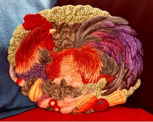 Fitz and Floyd Coq Du Village Dimensional Rooster Platter
