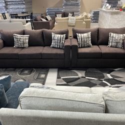 BROWN SOFA LOVESEAT SET