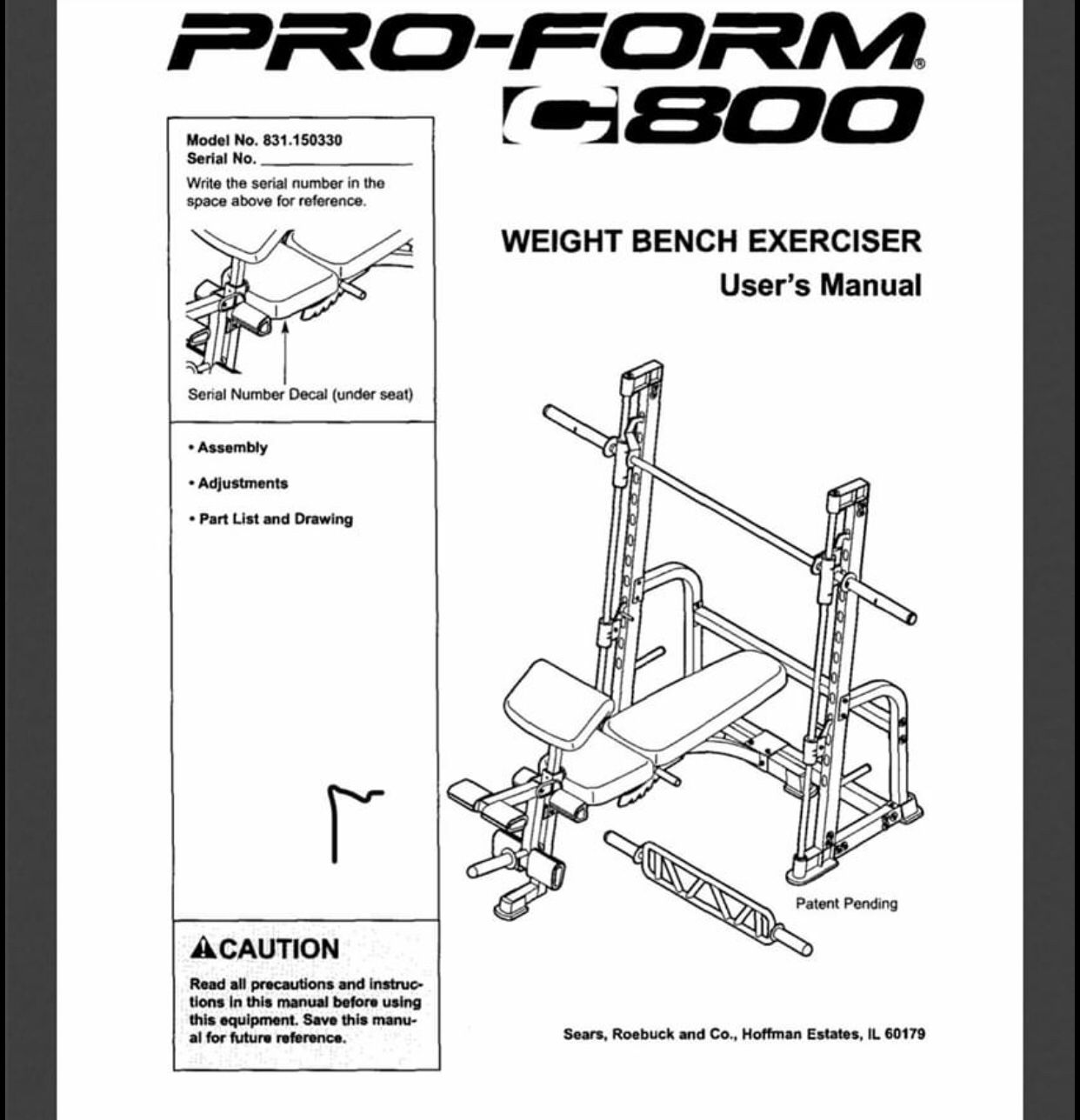 Pro form C800 weight bench smith machine exerciser with Olympic