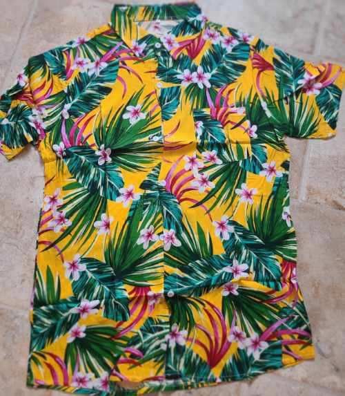 Men Summer Floral Hawaiian Button Up Shirt Top size M-L