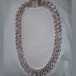 Silver Moissanite Cuban Chain 