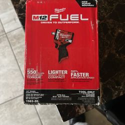 Milwaukee M12 FUEL 12V Lithium-Ion Brushless Cordless Stubby 3/8 in. Impact Wrench (Tool-Only)