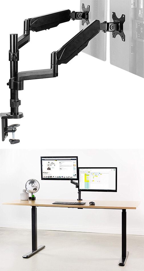 Brand New $35 VIVO Dual Monitor Arm Mount 17-32” Screens Height Adjustable Full Articulating Tilt Swivel