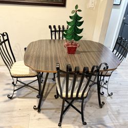 Metal 4 Dining Chairs Table Set, Comedor 4 Sillas y Mesa