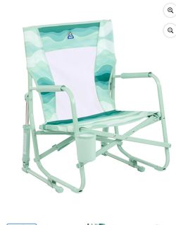 GCI Outdoor Beach Rocker Low Profile Foldable Rocking Chair, Wave Green   $65