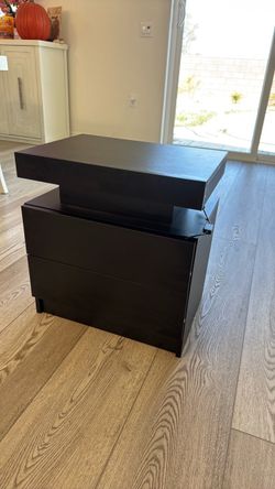 Black 2-Drawer Nightstand with Lift-Top