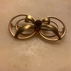 Vintage Gold Filled Broach W/ Amethyst Center Stone 