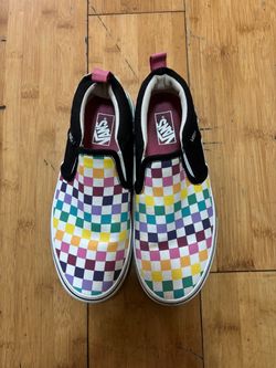 Vans Slip-On Rainbow Checkerboard Sneakers 4.5