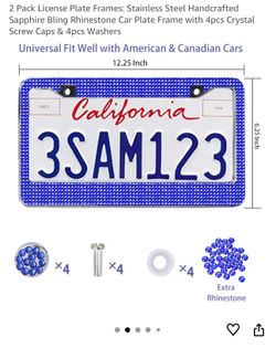 Bling License Plate (Blue) $10